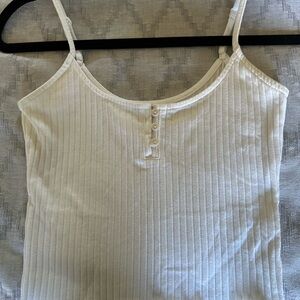 American Eagle New Never Worn White Ribbed Cropped Tank